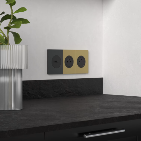 Prise 2P+T affleurante avec chargeur USB-C 18W Odace