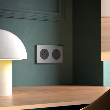 Prise 2P+T affleurante avec chargeur USB-C 18W Odace