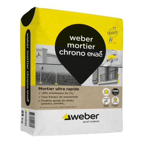 Mortier d'enduisage éco-conçu weber mortier Chrono énaé
