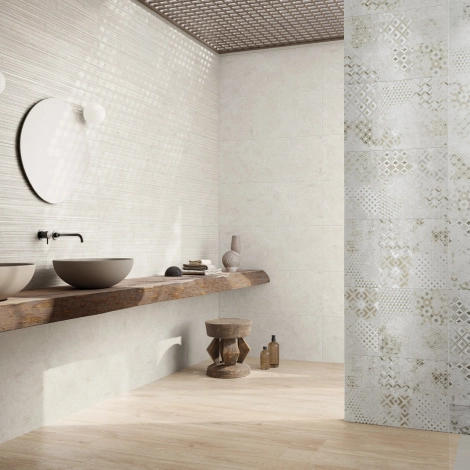 Faïence murale structurée Mockup Ostuni Line White