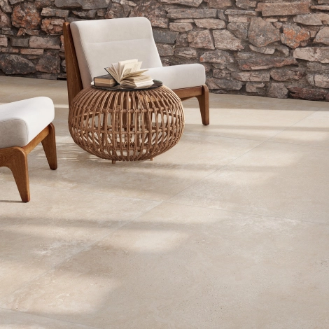 Carrelage intérieur grès cérame Realstone Travertino Cross Beige