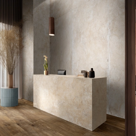 Carrelage intérieur grès cérame Realstone Travertino Cross Beige