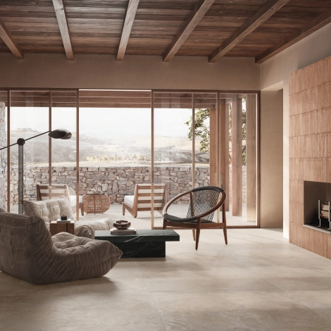 Carrelage intérieur grès cérame Realstone Travertino Cross Beige
