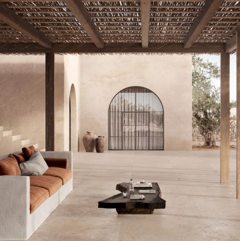 Carrelage intérieur grès cérame Realstone Travertino Cross Beige