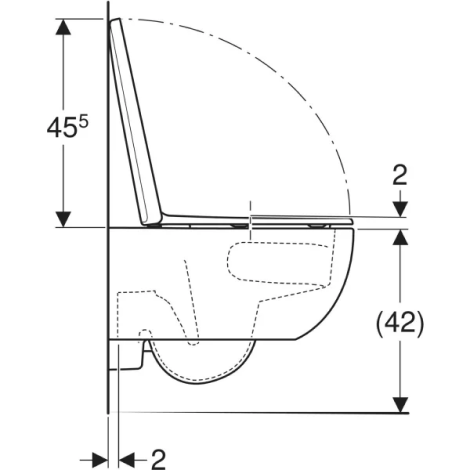 Pack WC suspendu à fond creux Geberit Renova caréné, TurboFlush, avec abattant WC