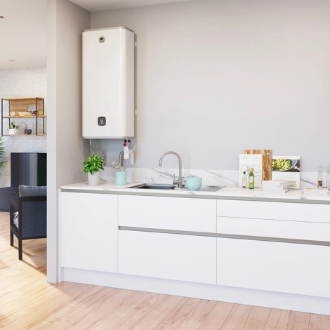 Chauffe-eau gain de place Malicio 3 dans une cuisine